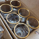 Set 6 Vasos Tequileros Vidrio Borde Dorado 63ml Transparente