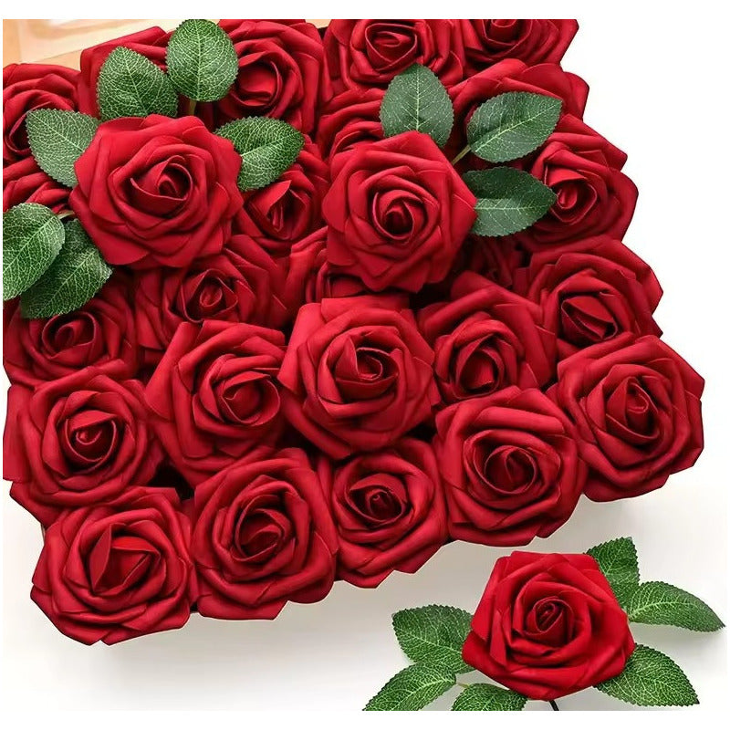 50 Piezas Rosas Cabeza De Rosas Flores Artificiales A Granel