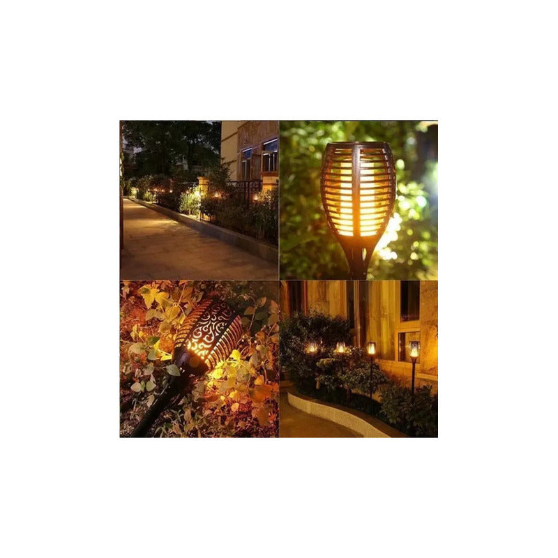 Lámpara De Antorcha Led Solar Para Jardín 4pcs Color Negro