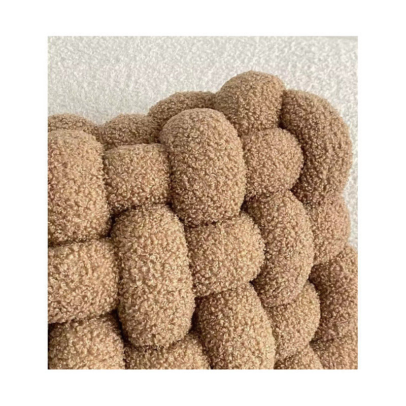 Almohada Trenzada Cojín Con Relleno Algodón Sherpa Cuadrada