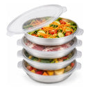 Pack 6 Recipientes Redondos Acero Inoxidable 23cm Con Tapa Gris