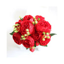 Ramo De Peonías Rojas Artificiales De Tela Decorativas Eco & Deco 6 Flores Rojo