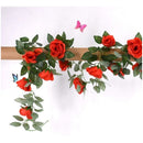 Rosas Rojas Enredadera Flores Decoración Artificial  Rojo