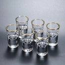 Set 6 Vasos Tequileros Vidrio Borde Dorado 63ml Transparente