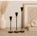 Set De 3 Porta Velas Candelabro Metálico Mónaco Negros Negro