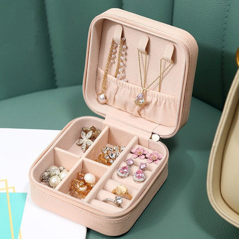 Joyero Portátil Caja Organizadora De Joyas Anillos Collar