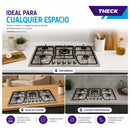 Encimera A Gas Theck 5 Quemadores Acero Inoxidable 70cm Plateado