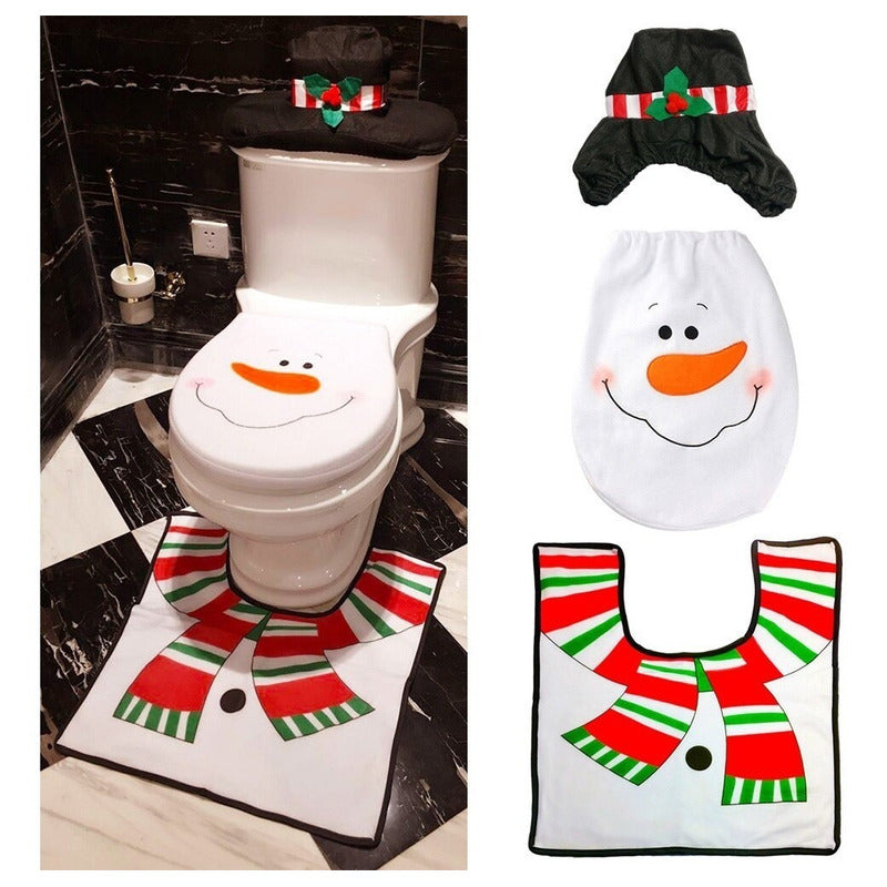 Funda Asiento De Inodoro Navideño Pascua Adorno Wc Baño