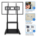 Base Móvil Para Tv Con Repisa Vesa Hasta 80 Kg Negro