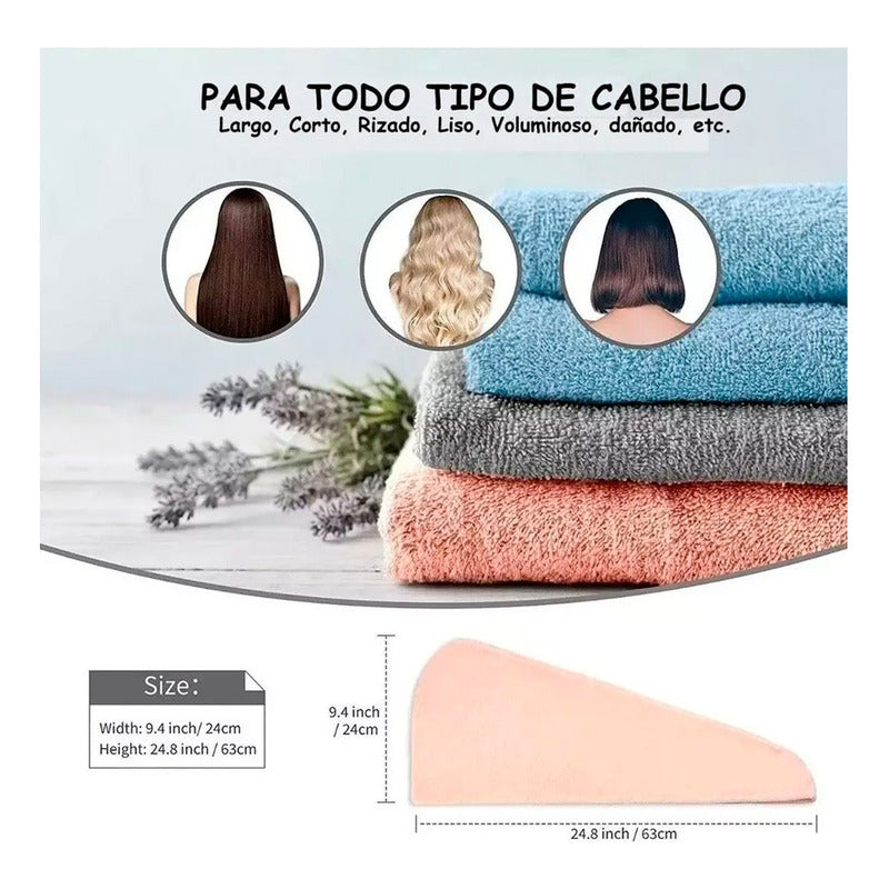 X2 Toalla Turbante Microfibra Para Secar Cabello