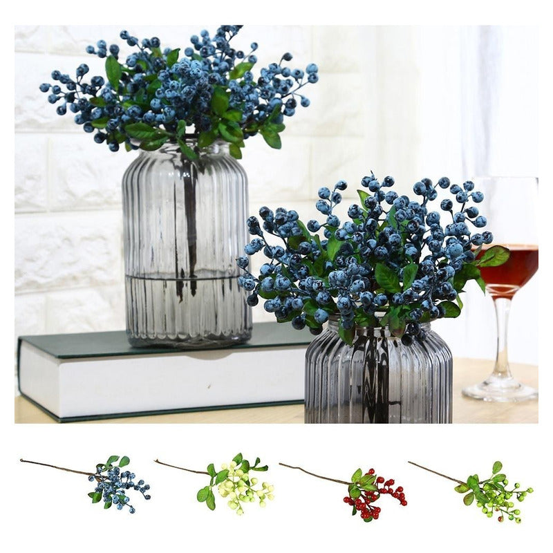 Bayas Ramas Flores Artificiales  Berry Tallos Frondoso