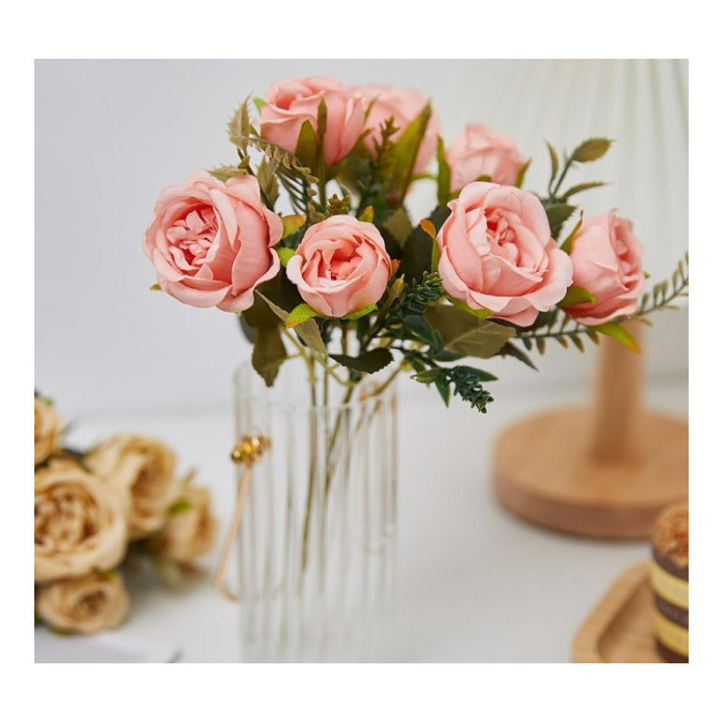 Rosas Peonias Artificiales Ramos Decoración Hogar Jarrones