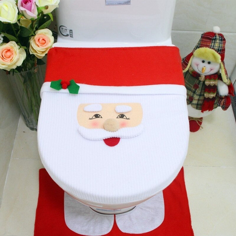 Funda Asiento De Inodoro Navideño Pascua Adorno Wc Baño