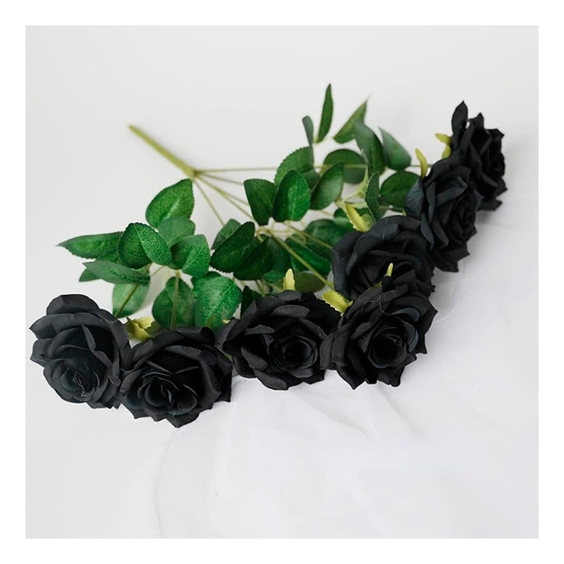 Rosa Negra Artificial Decorativa Petalos Hallowen