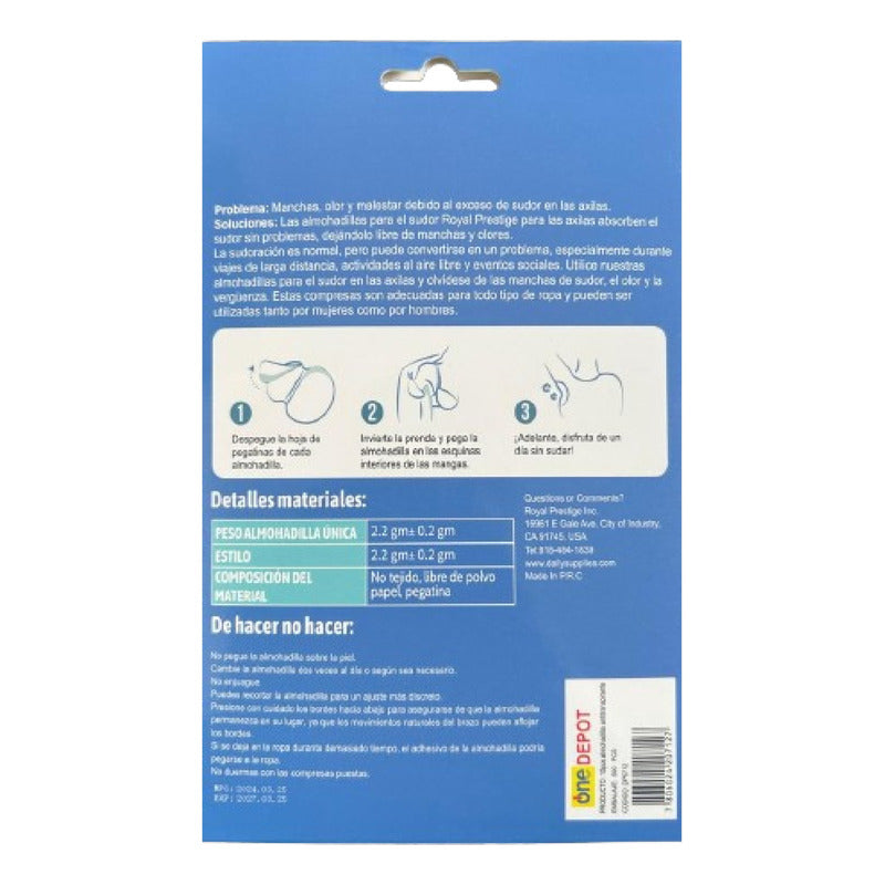 50 Parches Protectores Piel Antitranspirantes Axilas Poleras