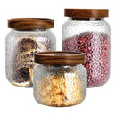 X3 Frasco De Vidrio 1010ml Thek Con Tapa De Madera Hermético Transparente