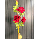 Rosas En Vara 1.10mt Grande Decorativo Artificial Decoración Rojo