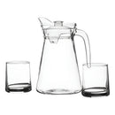 Jarra Vidrio 1580ml + 4 Vasos 270ml Diamante Premium Transparente