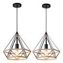 X2 Lámparas Colgante Vintage Industrial Cuerda + 2 Focos Negro
