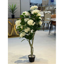 Planta Hortensia Decorativa Artificial Hogar Oficina 120cm Blanco