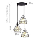 Lampara Triple De Techo Hierro Forma Diamante + Foco Negro