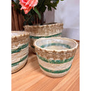 Pack De 3 Canastos De Mimbre Cesta Macetero Decorativo Beige