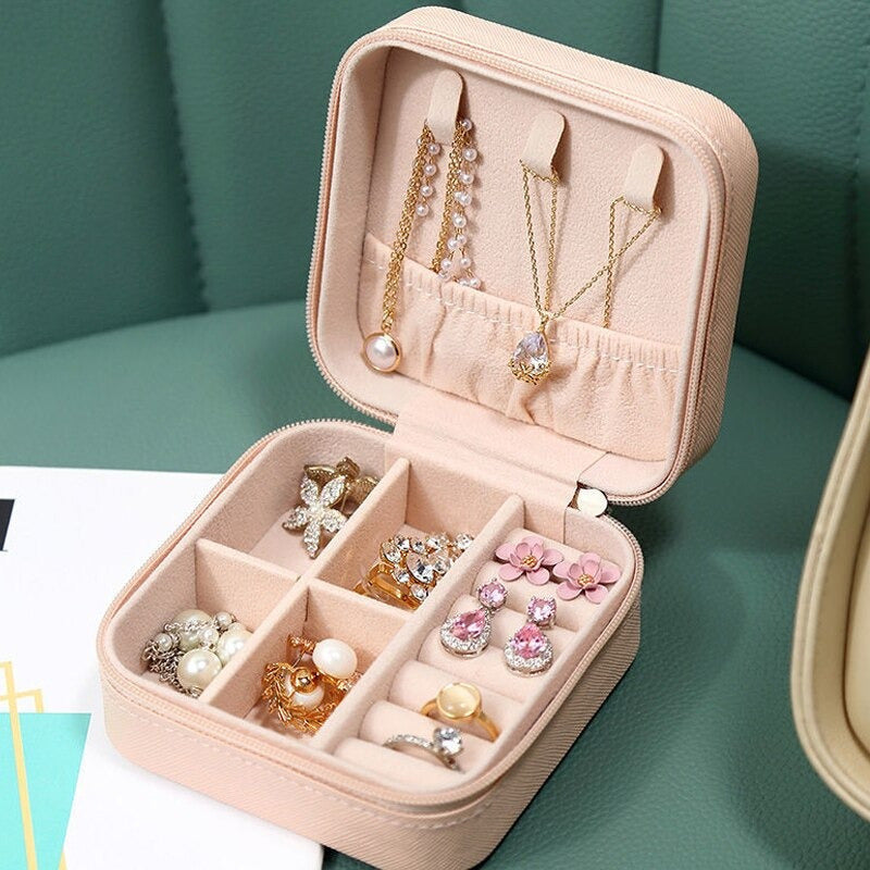Joyero Portátil Caja Organizadora De Joyas Anillos Collar