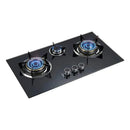Cocina Encimera A Gas Placa Vidrio Templado 3 Platos Con Chi Negro