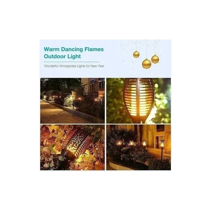 Lámpara De Antorcha Led Solar Para Jardín 4pcs Color Negro