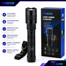Linterna Led Theck Xy6099 Recargable Zoom De Largo Alcance Blanco Negro