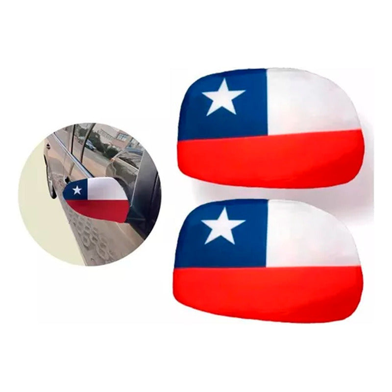 Cubre Espejo Bandera Chilena Pack 2 Fundas Cubre Retrovisor