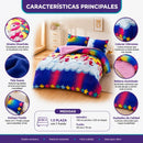 Edredón Infantil 1.5 Plaza Con Funda Diseño Unicornio Theck Gris Dino