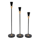 Set De 3 Porta Velas Candelabro Metálico Mónaco Negros Negro