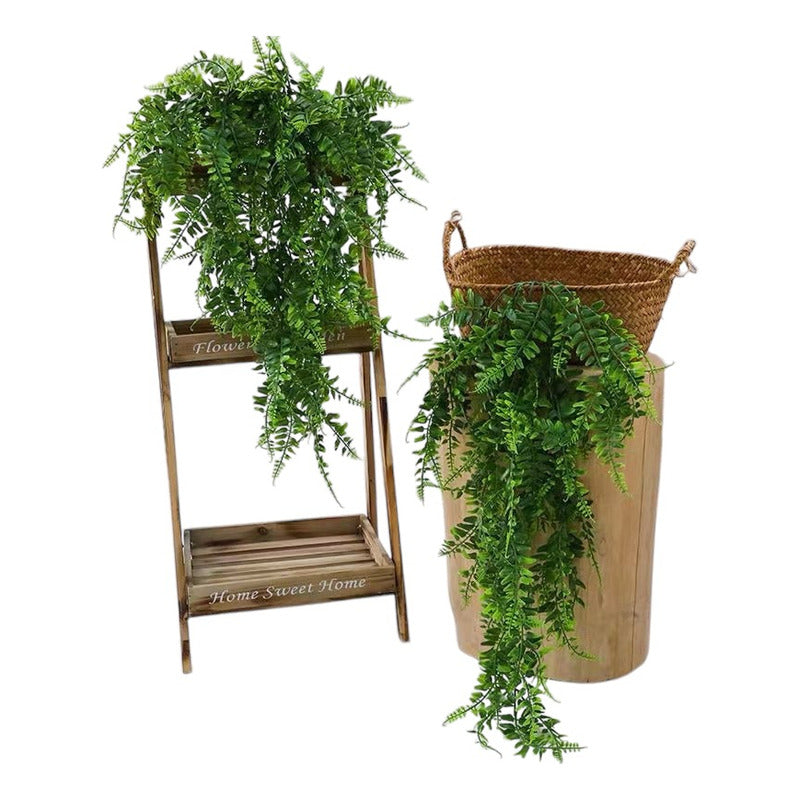 5 Plantas Artificiales Boston Fern Colgantes De Vides Falsas Color Verde