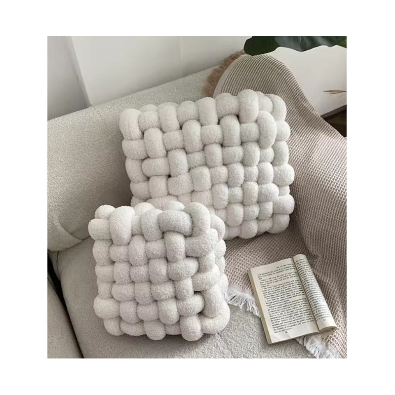 Almohada Trenzada Cojín Con Relleno Algodón Sherpa Cuadrada
