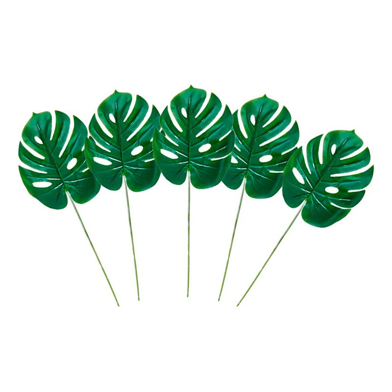Pack 10 Hojas De Monstera Artificial Decoración