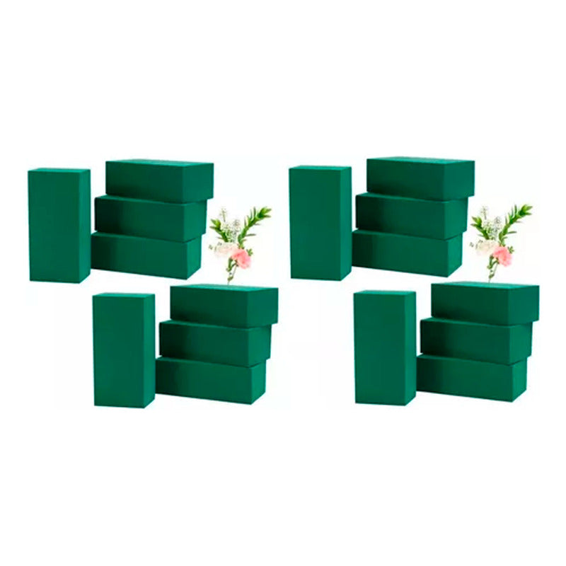 Pack 10 Bloque Espuma Esponja Para Arreglo Floral Verde