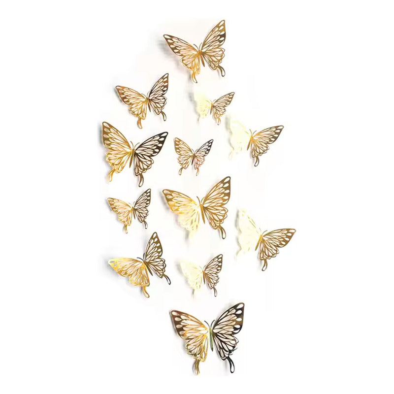 Mariposas 3d Pegatinas Pared, 12 Unidades Para Decorar Color Oro Rosa