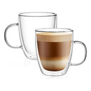 Pack 2 Tazas Doble Pared Vidrio Termicas 350ml Cafe Te