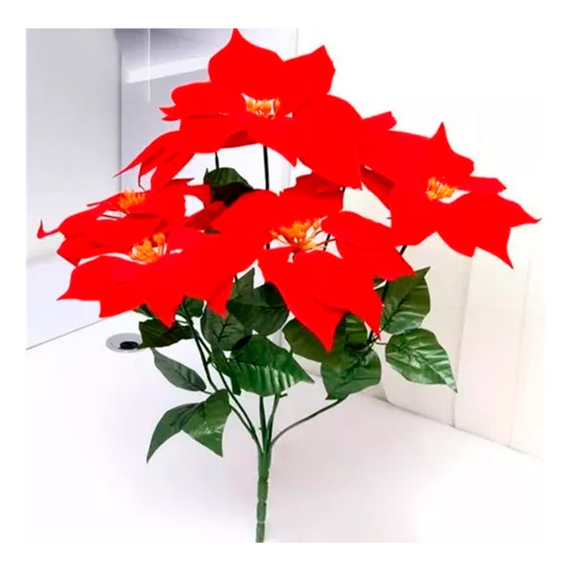 Flor Navideña Ramo De Flor De Navidad 5 Hojas