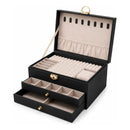 Joyero Organizador 3 Niveles Theck Con Cajones Y Espejo Lujo Negro
