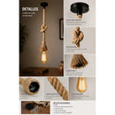 Lámpara Colgante Theck De Cuerda Náutica 90cm Soquete E27 Beige