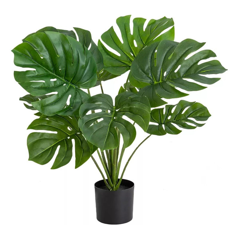 Flor Artificial Planta Con Maceta Monstera Decoracion Hogar
