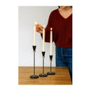 Set De 3 Porta Velas Candelabro Metálico Mónaco Negros Negro