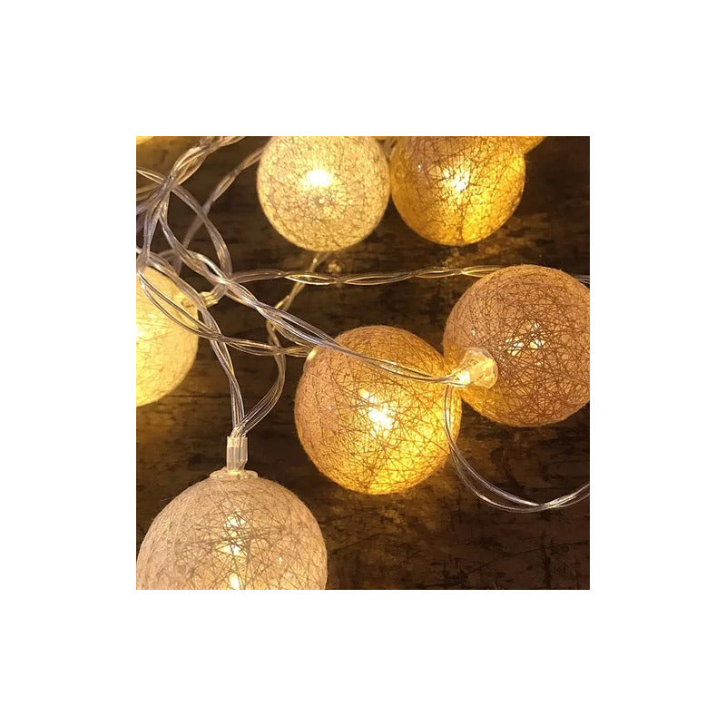 Guirnalda Luz Cálida Led 10 Esferas Decoración 2 Metros