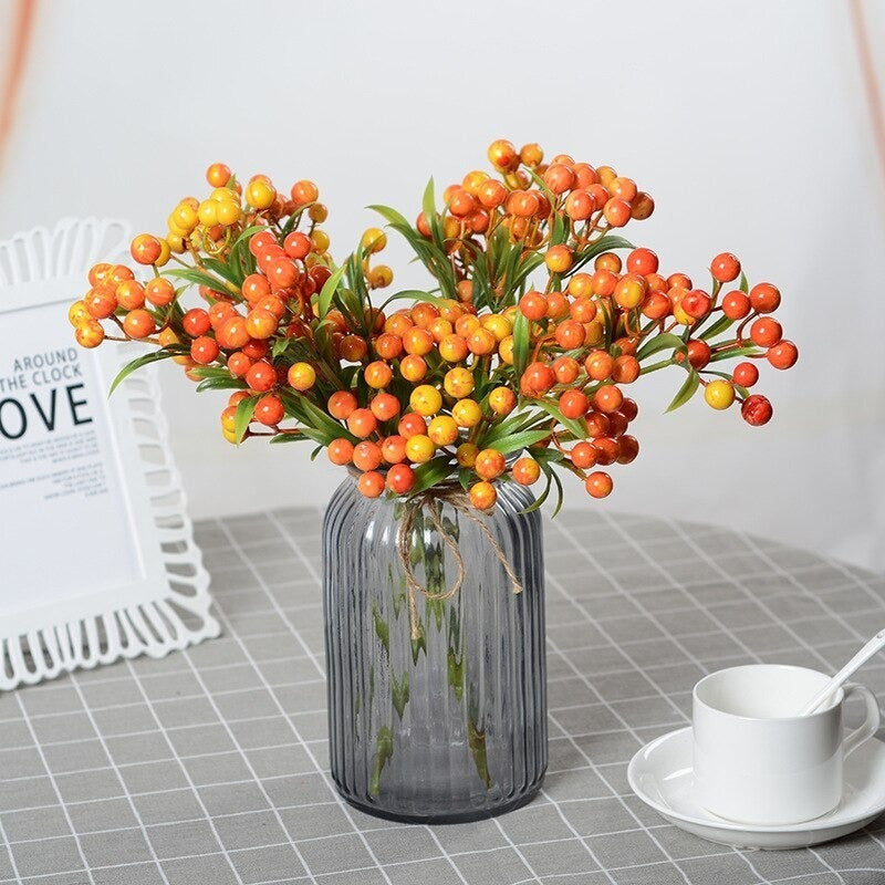 Bayas Ramas Flores Artificiales  Berry Tallos Frondoso