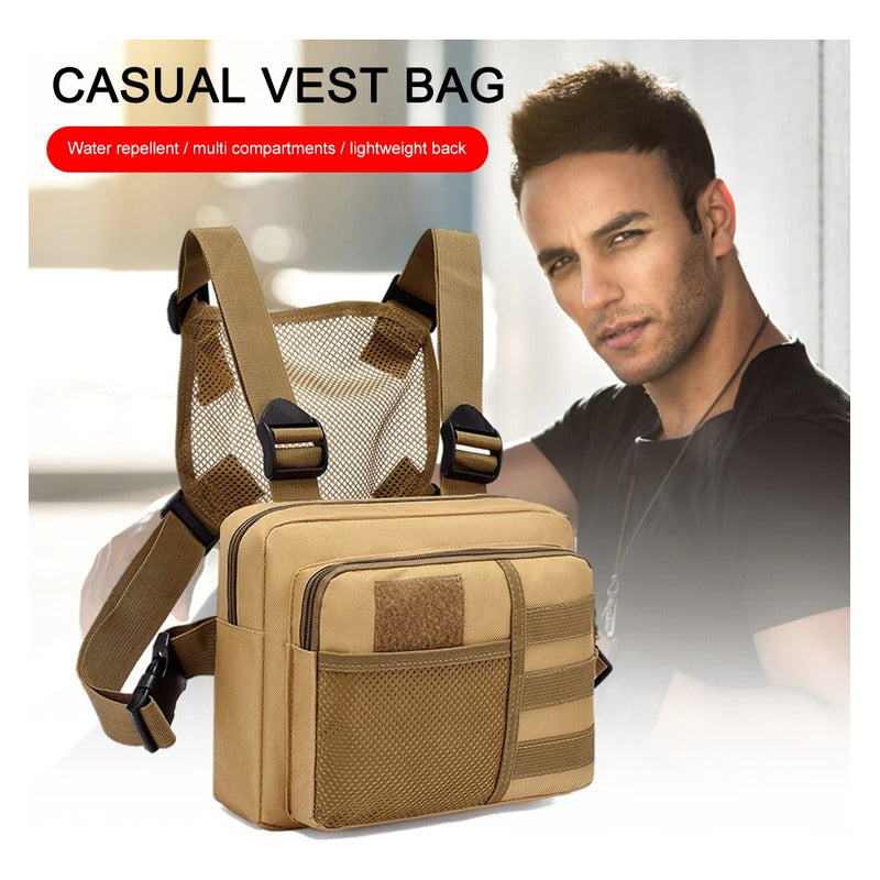 Bolsa Táctica De Pecho Chaleco Ajustable Funcional