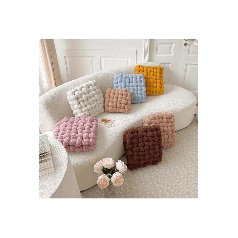 Almohada Trenzada Cojín Con Relleno Algodón Sherpa Cuadrada