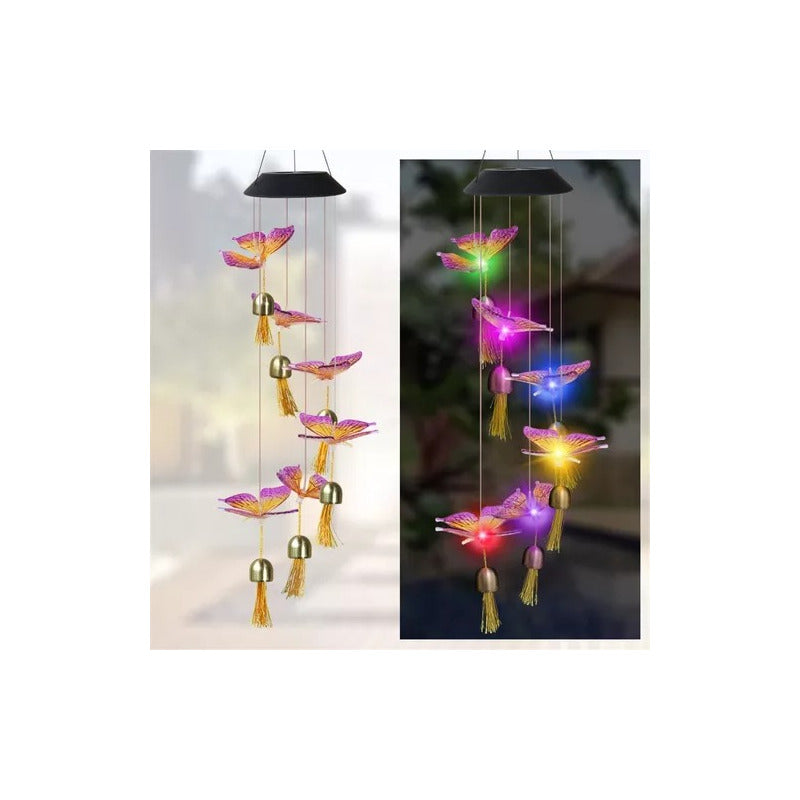 Campana De Viento De Luz Led Solar- Móvil De Viento Espiral