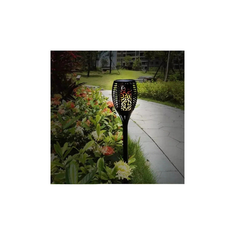 Lámpara De Antorcha Led Solar Para Jardín 4pcs Color Negro